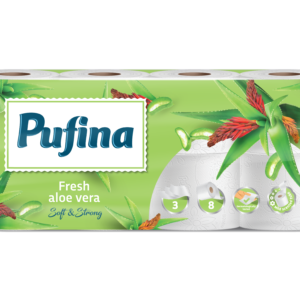 Pufina Aloe Vera Toalettpapír - 3 réteg, 8 tekercs