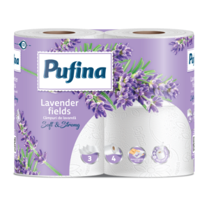 Pufina Lavender Fields Toalettpapír - 3 réteg, 4 tekercs