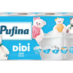 Pufina DIDI White AquaBond Toalettpapír - 3 réteg, 8 tekercs