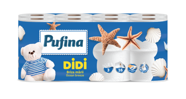 Pufina DIDI Ocean Breeze Toalettpapír - 3 réteg, 16 tekercs