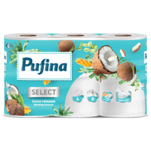 Pufina Relaxing Coconut Toalettpapír - 4 réteg, 6 tekercs