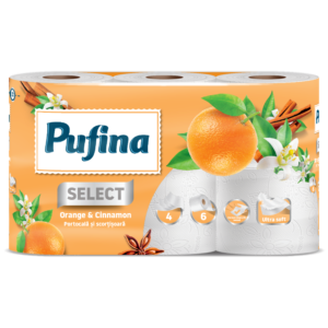 Pufina Orange & Cinnamon Toalettpapír - 4 réteg, 6 tekercs