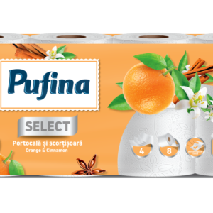 Pufina Orange & Cinnamon Toalettpapír - 4 réteg, 8 tekercs